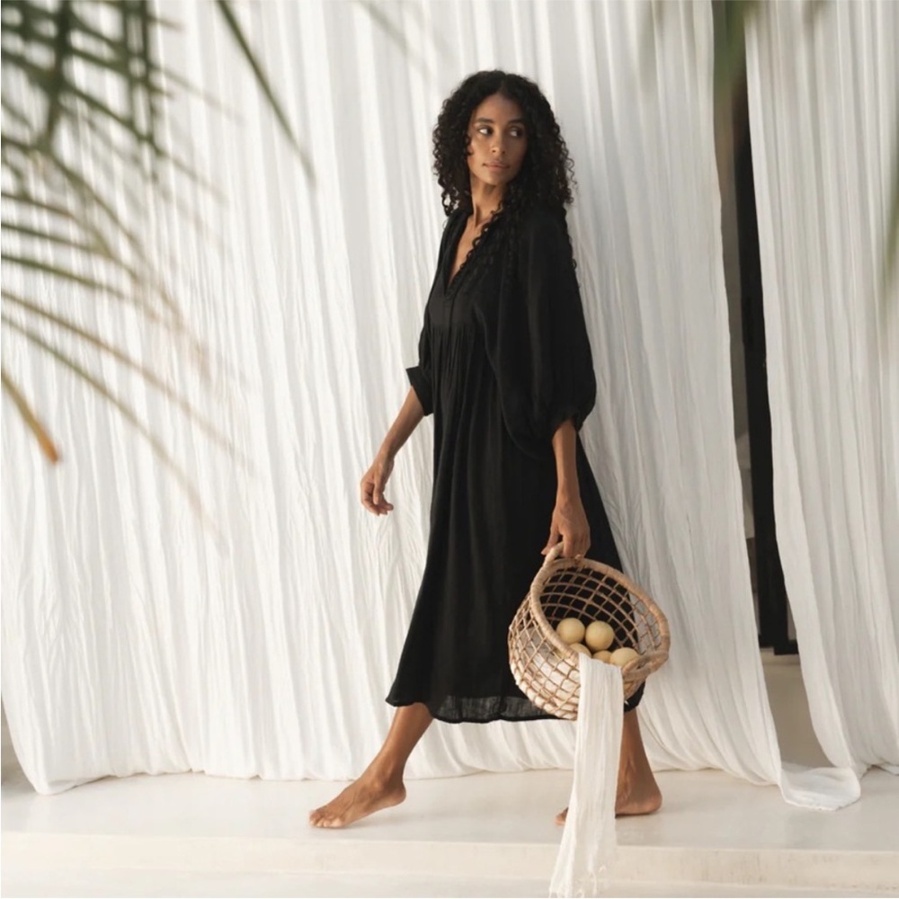 Daughter of India Kyra Midi Dress - Black Gauze